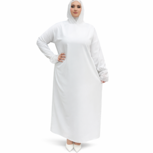 Abaya Longue Blanche avec Dentelle – Élégance Pure et Style Modeste